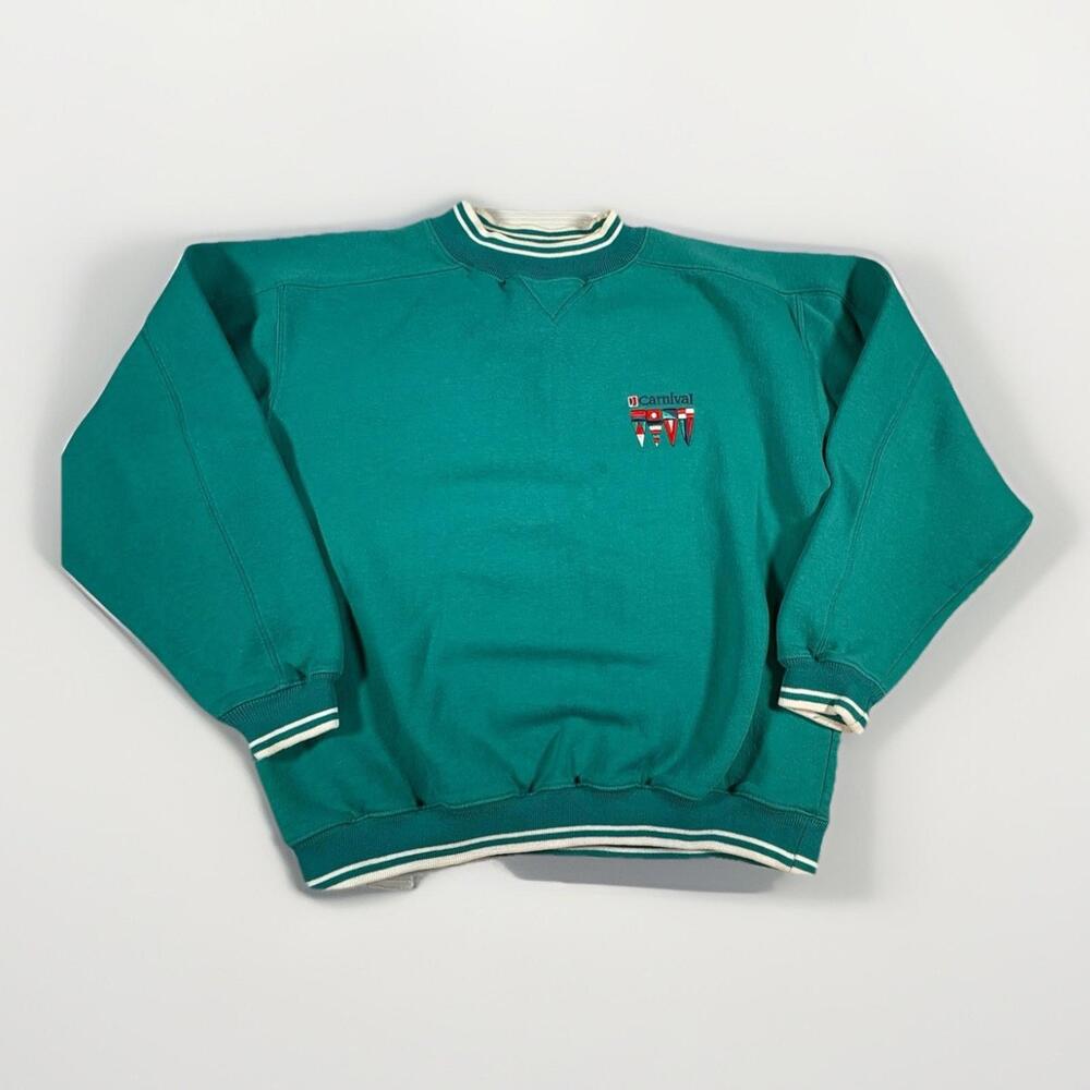 Vintage Carnival Cruise Sweater Jade Blue Mens Size S/M